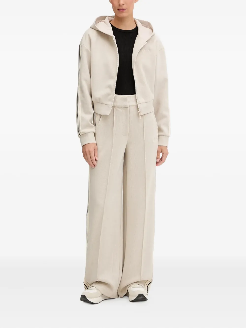 GUESS USA striped-sleeve hooded hoodie - Beige