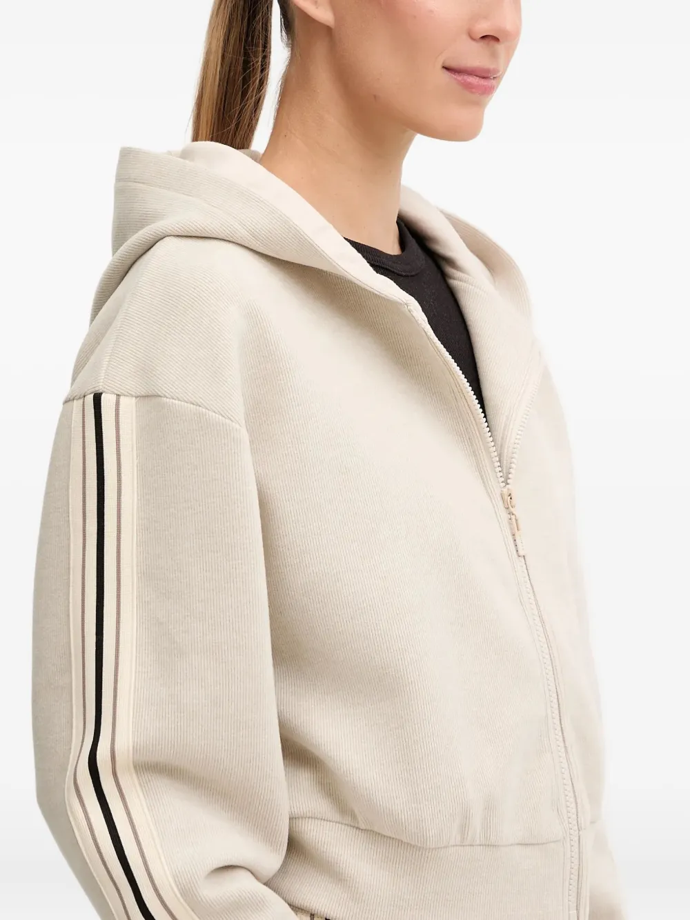 GUESS USA Hoodie met gestreepte mouwen Beige