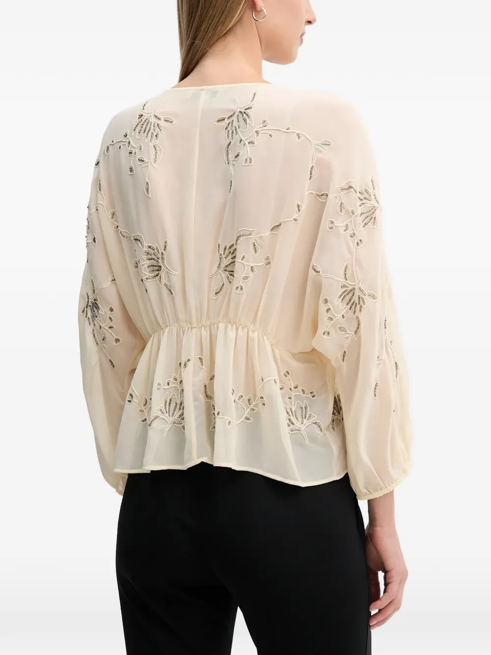  Hoss Intropia Embellished-detail V-neck Top - Neutrals 