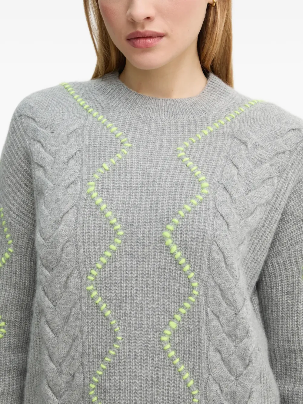 From Future Cable-knit Stitched Pullover In Gray