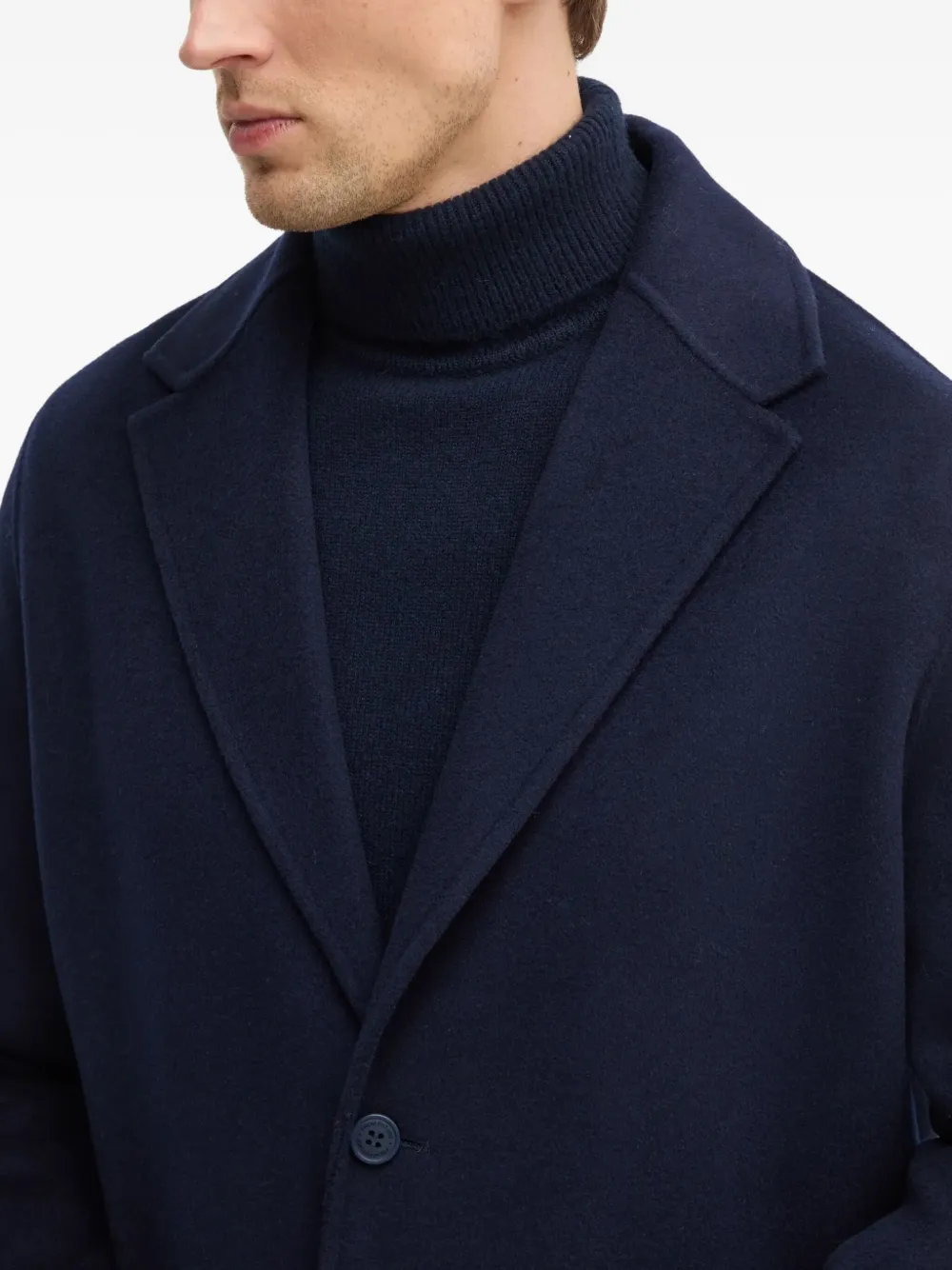 From Future Buttoned Wool Coat In Blue