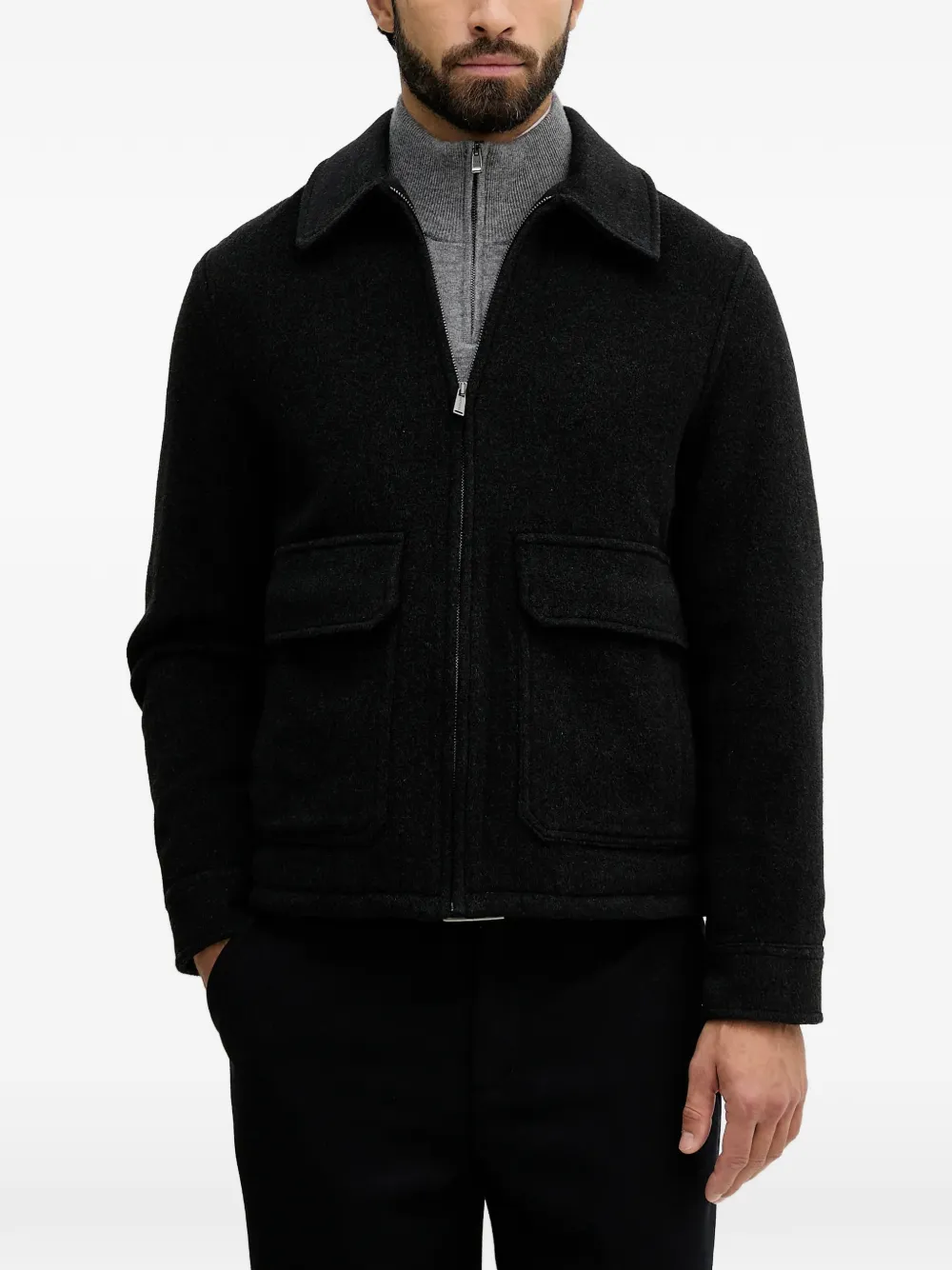 Trussardi zip-up shirt jacket - Nero