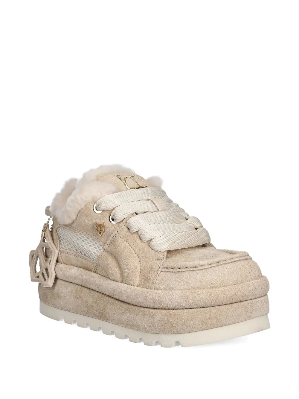 NAKED WOLFE Beau lammy sneakers met plateauzool - Beige