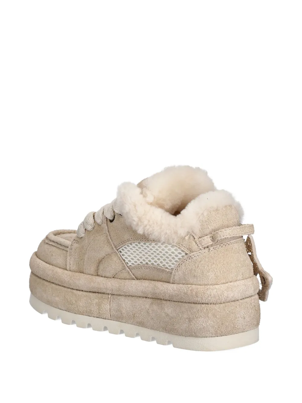 Naked Wolfe Beau Shearling Platform Sneakers In Neutral