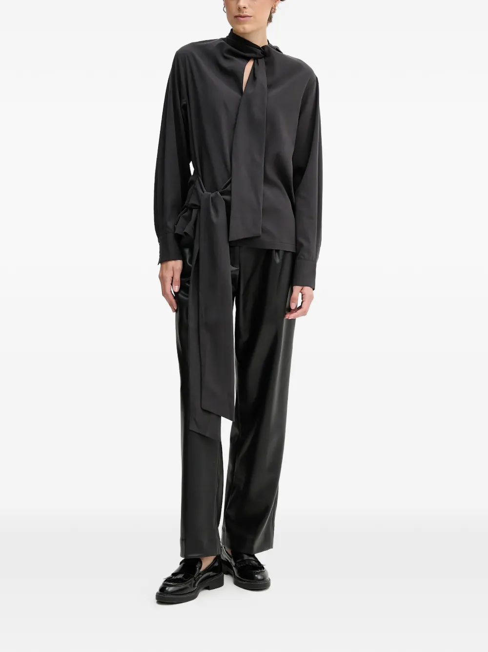 Sandro Ferrone tie-neck blouse - Zwart