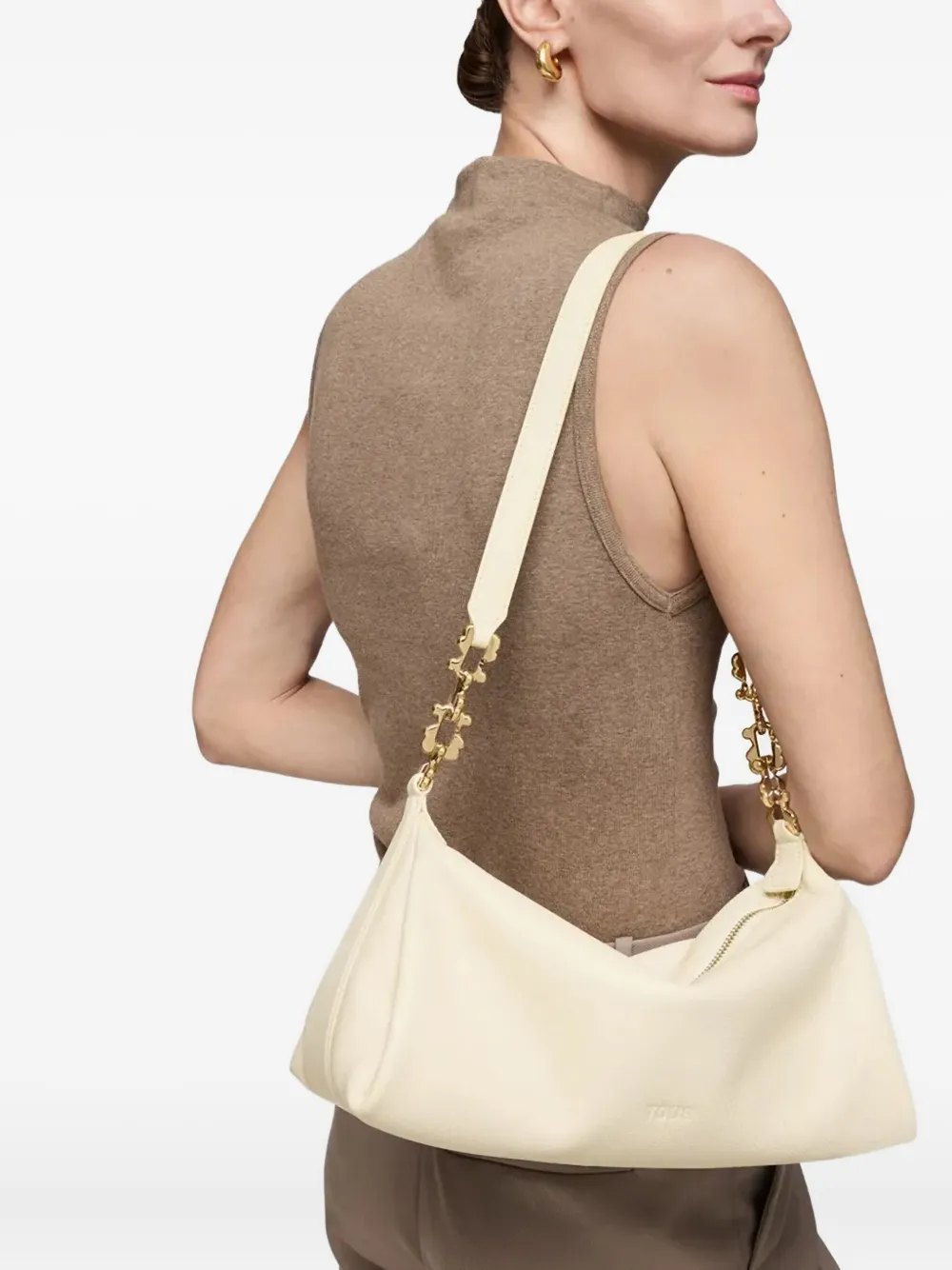 TOUS Medium schoudertas met kettingband Beige