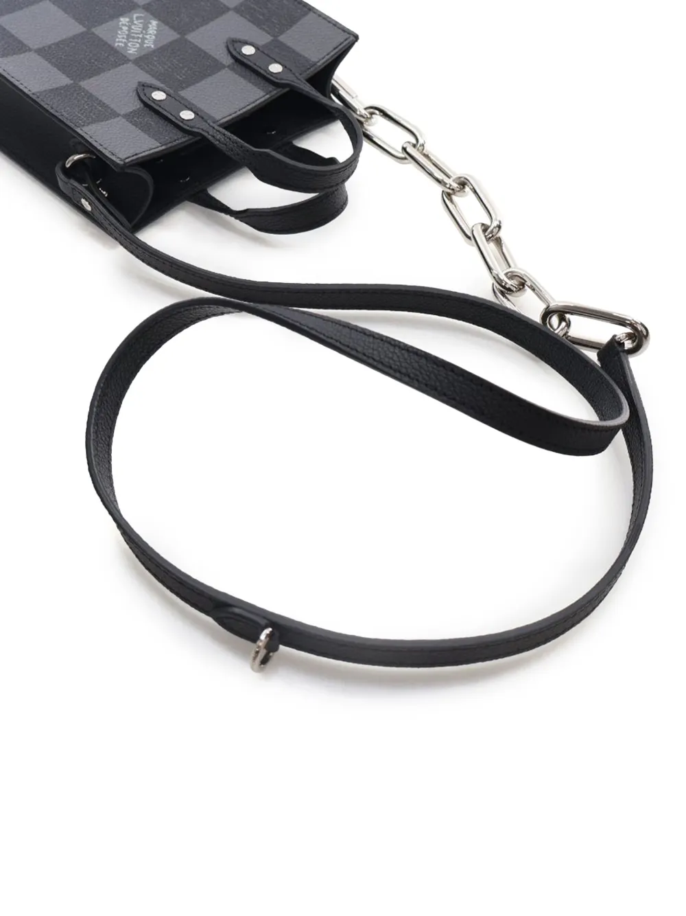 Pre-owned Louis Vuitton 2021-2025 Damier Checkerboard Sac Plat Xs Satchel In Black