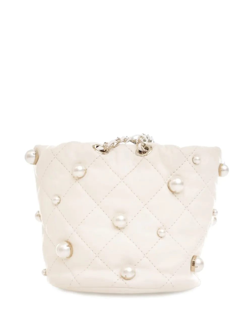 CHANEL Pre-Owned 2021 Mini Quilted Lambskin About Pearls Drawstring bucket bag | Pre-Owned | Image 2