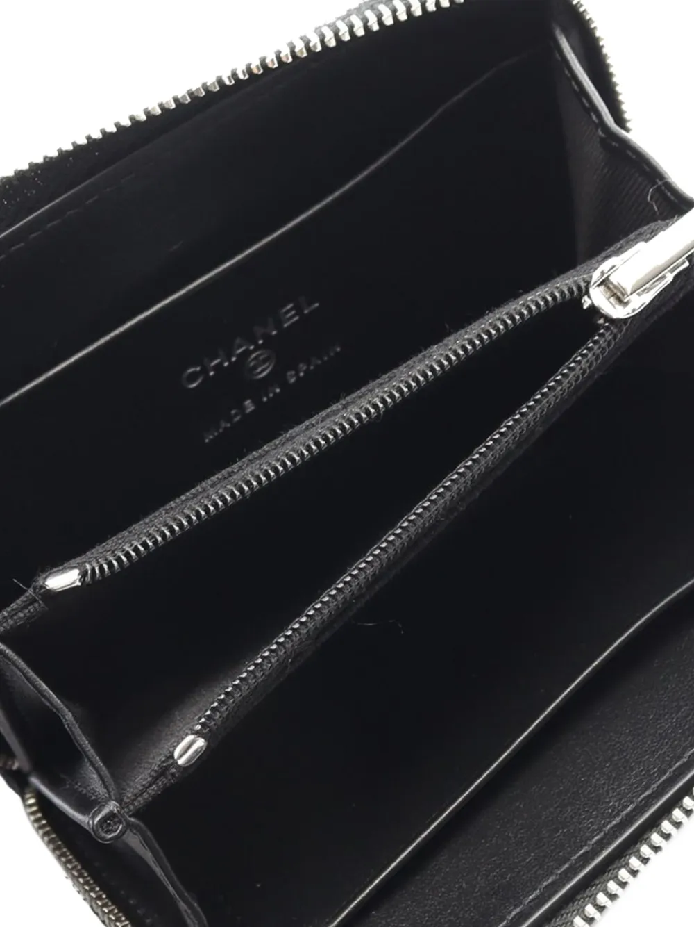 Pre-owned Chanel 2021-2025 Cc Quilted Caviar Coco Star Wallet Small Wallets In Black