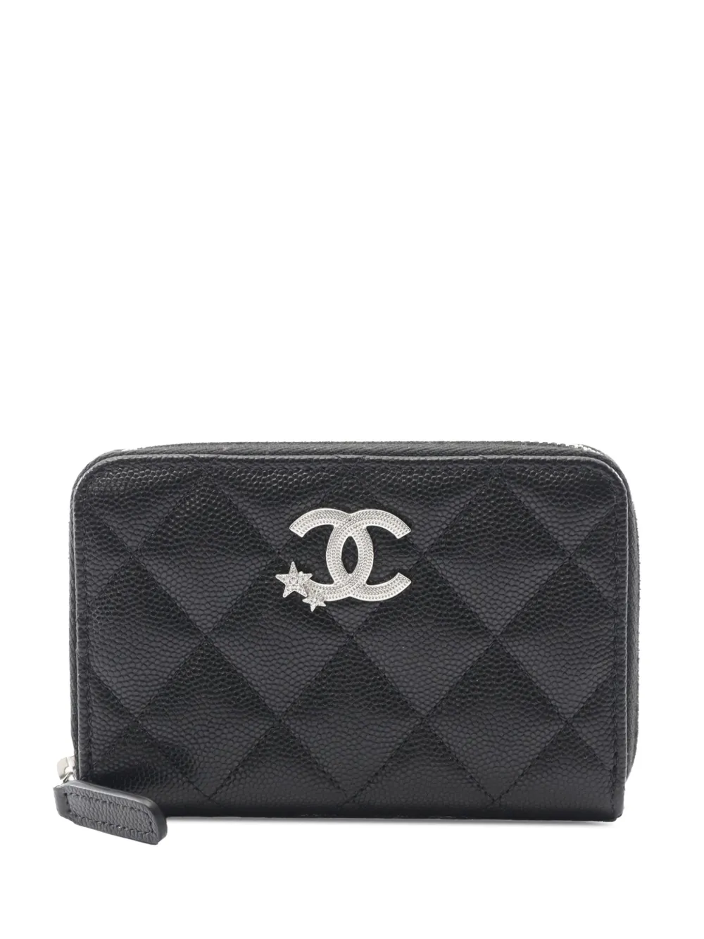 CHANEL Pre-Owned 2021-2025 ココマーク マトラッセ キャビア ココ スター ウォレット 財布 - ブラック CHANEL Pre-Owned 2021-2025 ココマーク マトラッセ キャビア ココ スター ウォレット 財布 - ブラック