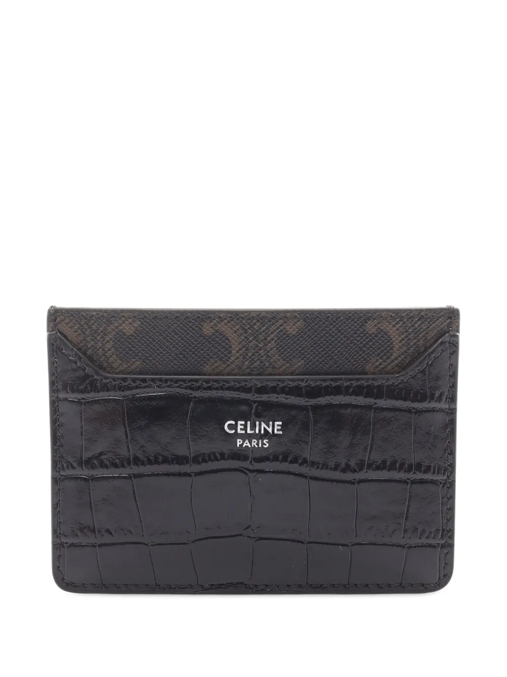 Celine Pre-Owned 2010-2025 Croc Embossed Leather Triomphe card holder | Black | Image 1