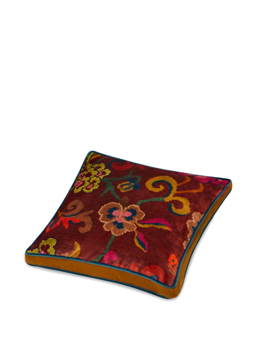 Etro Home Floral-motif Striped Velvet Cushion (45x45cm) In Multi
