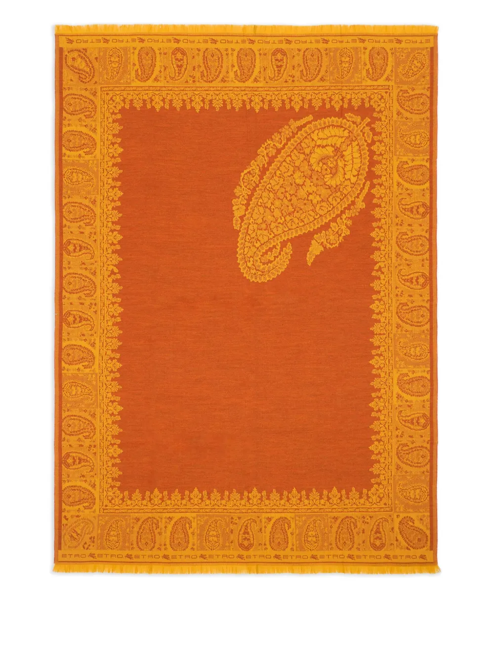Etro Home Floral Paisley-motif Blanket (140 X 180cm) In Orange