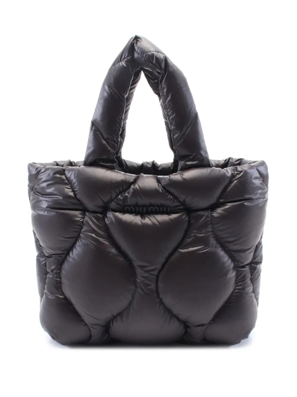 Pre-owned Miu Miu 2010-2025 Nylon Padded Quilted Tote Bag In Black