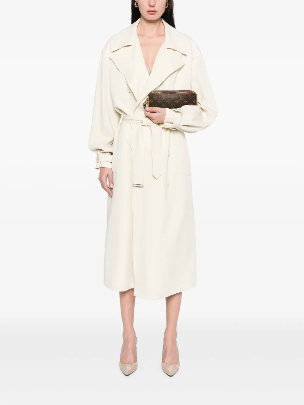 Pre-owned Louis Vuitton 1996 Monogram Marly Dragonne Pm Clutch Bag In Brown