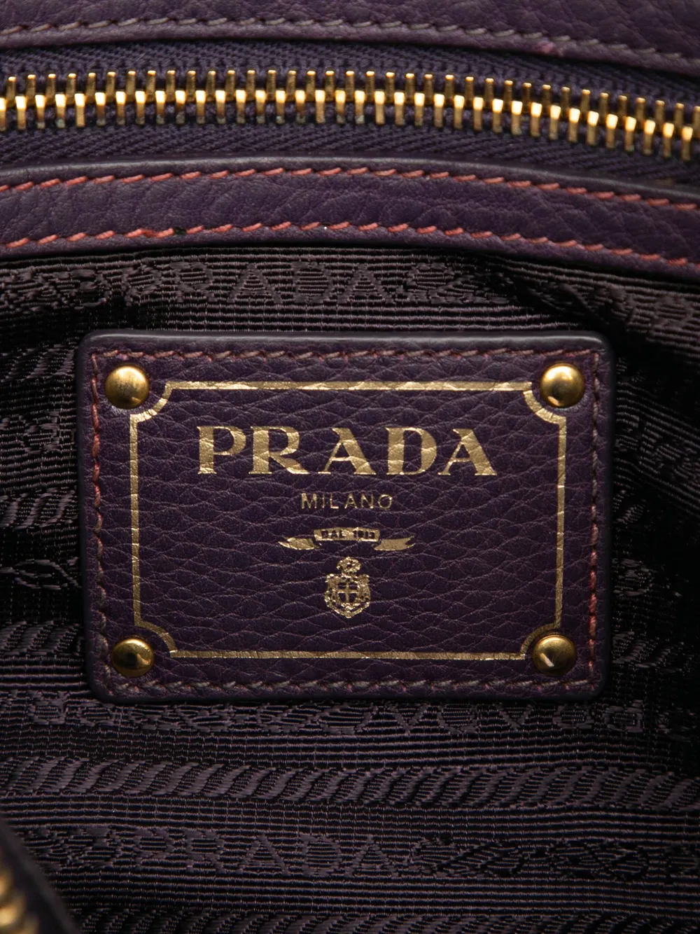Pre-owned Prada 2013-2025 Vitello Daino Zip Top Satchel In Purple