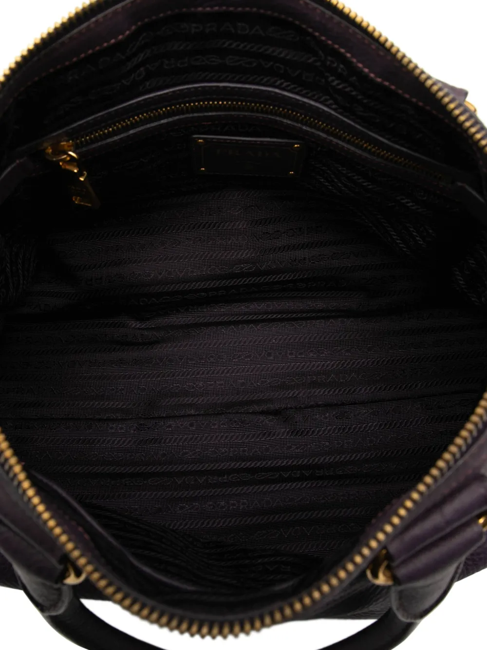 Pre-owned Prada 2013-2025 Vitello Daino Zip Top Satchel In Purple