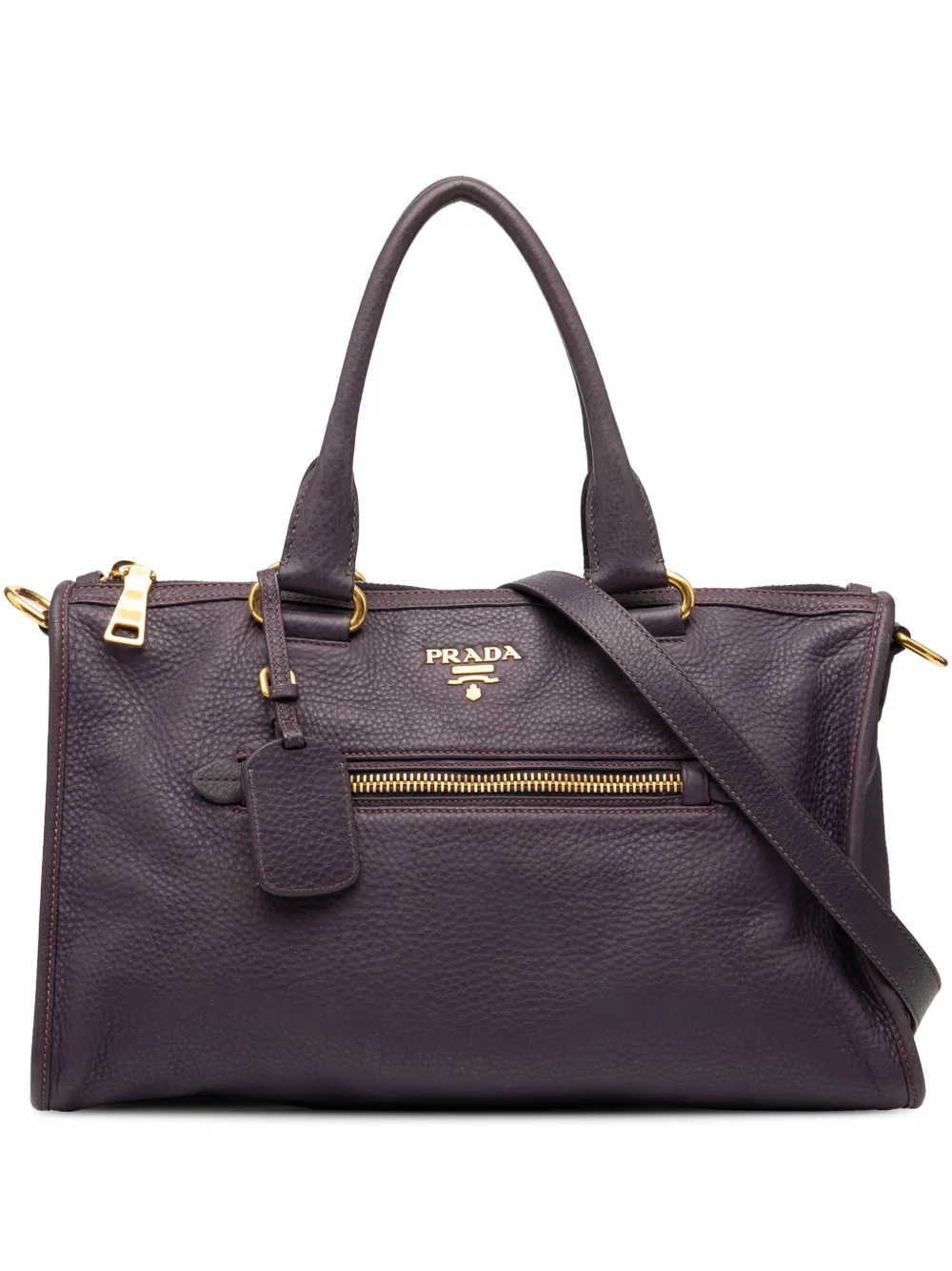 Prada Pre-Owned 2013-2025 Vitello Daino Zip Top satchel | Purple | Image 1