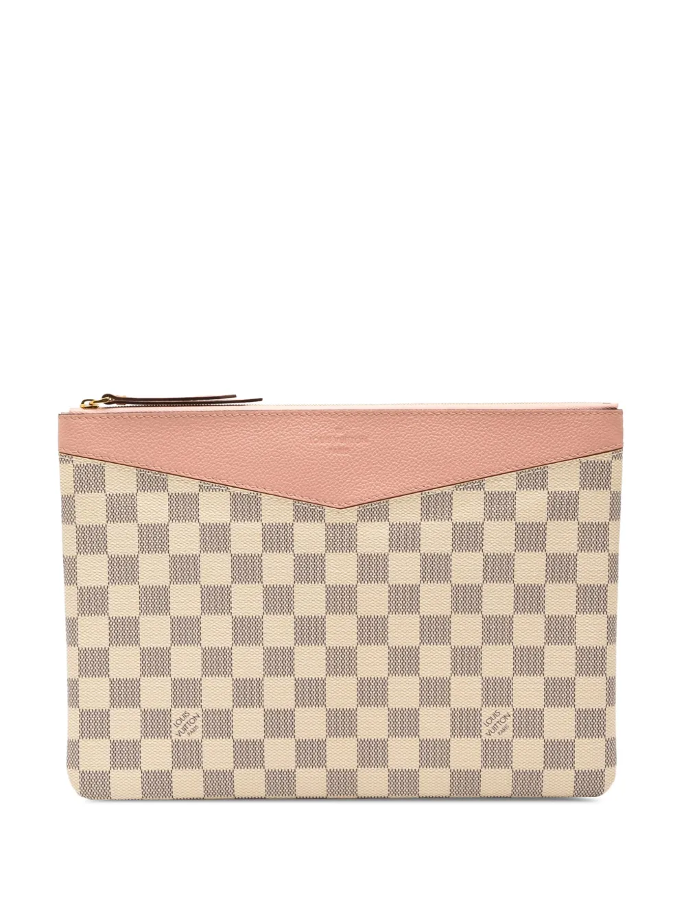 Pre-owned Louis Vuitton 2019 Damier Azur Daily Pouch Clutch Bag In White