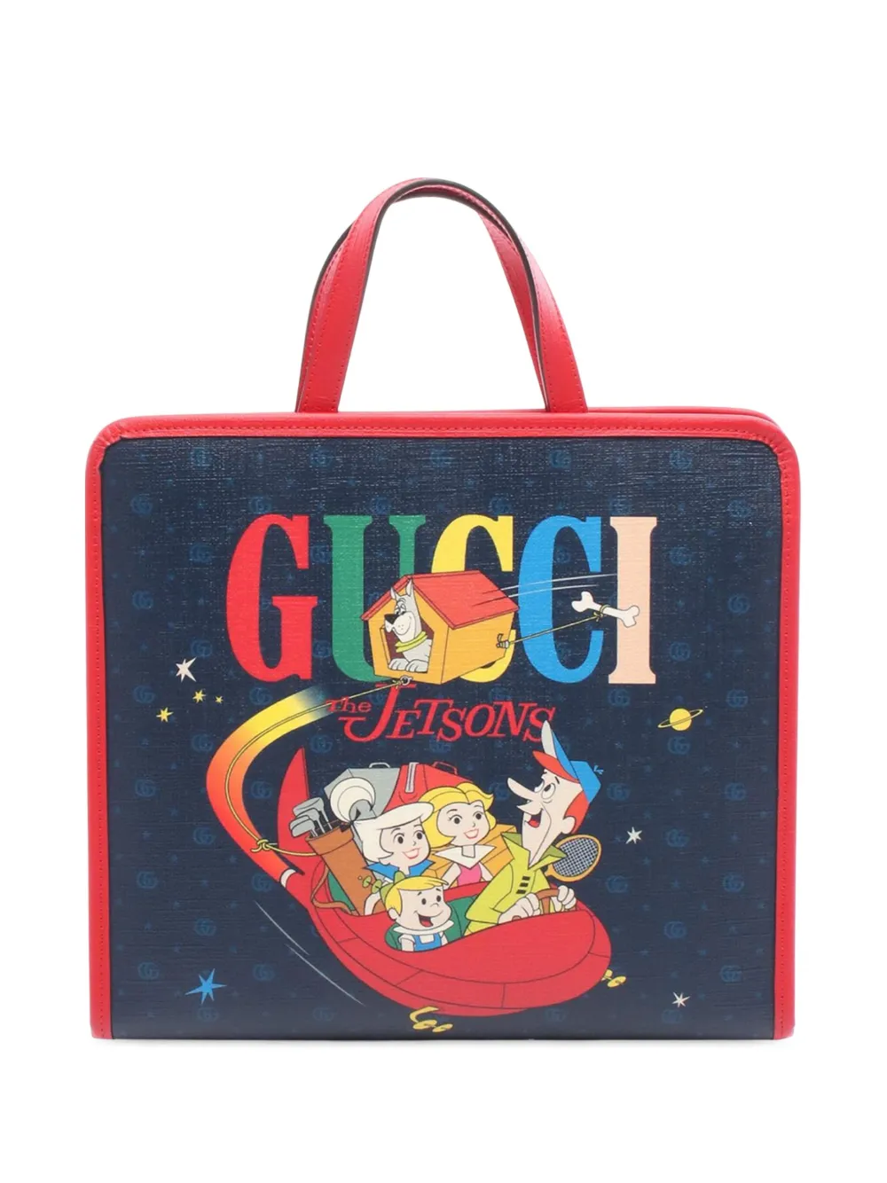 Click to view more detailed imagery on our partner's website Pre-owned Gucci 2016-2025 The Jetsons Kids Coated Canvas Tote Bag In Blue