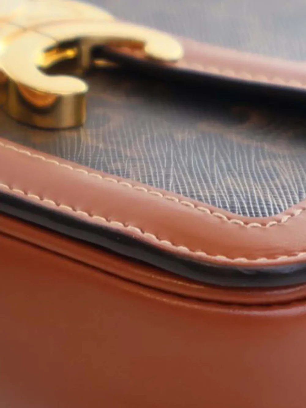 Pre-owned Celine 2020 Teen Triomphe Coated Canvas And Calfskin Triomphe Crossbody Bag In Brown