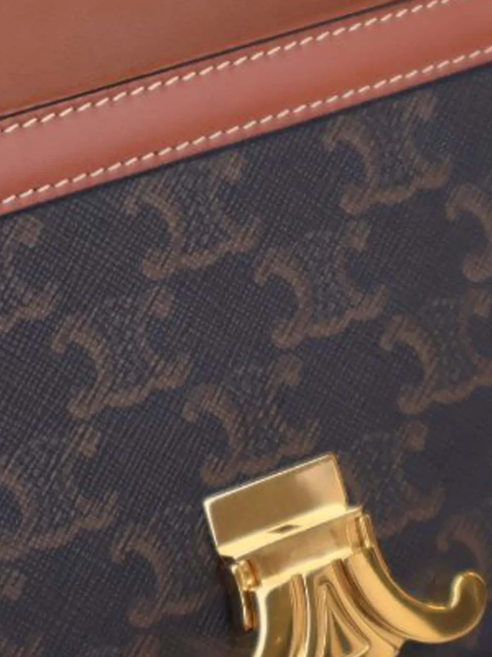 Pre-owned Celine 2020 Teen Triomphe Coated Canvas And Calfskin Triomphe Crossbody Bag In Brown