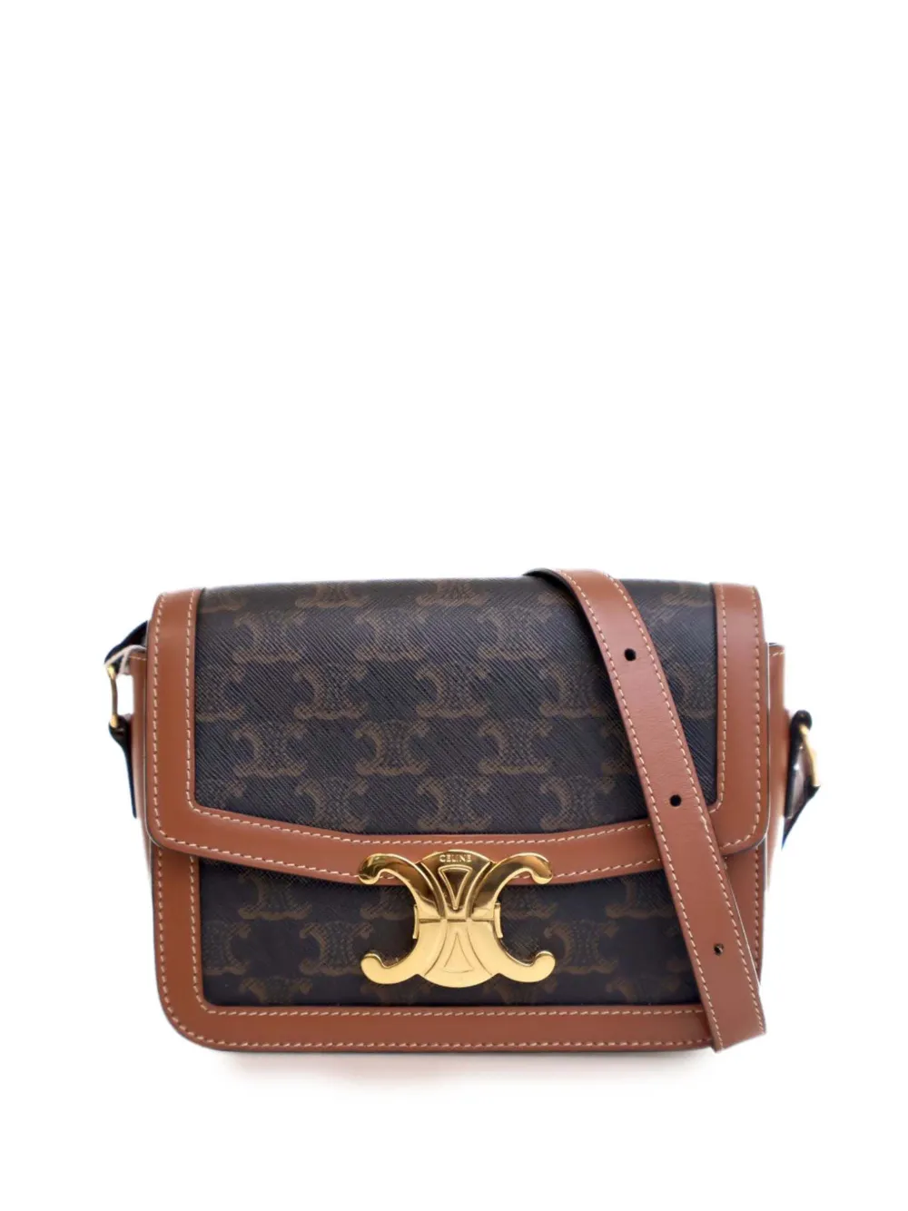 Celine Pre-Owned 2020 Teen Triomphe Coated Canvas and Calfskin Celine Pre-Owned 2020 Teen Triomphe Coated Canvas and Calfskin