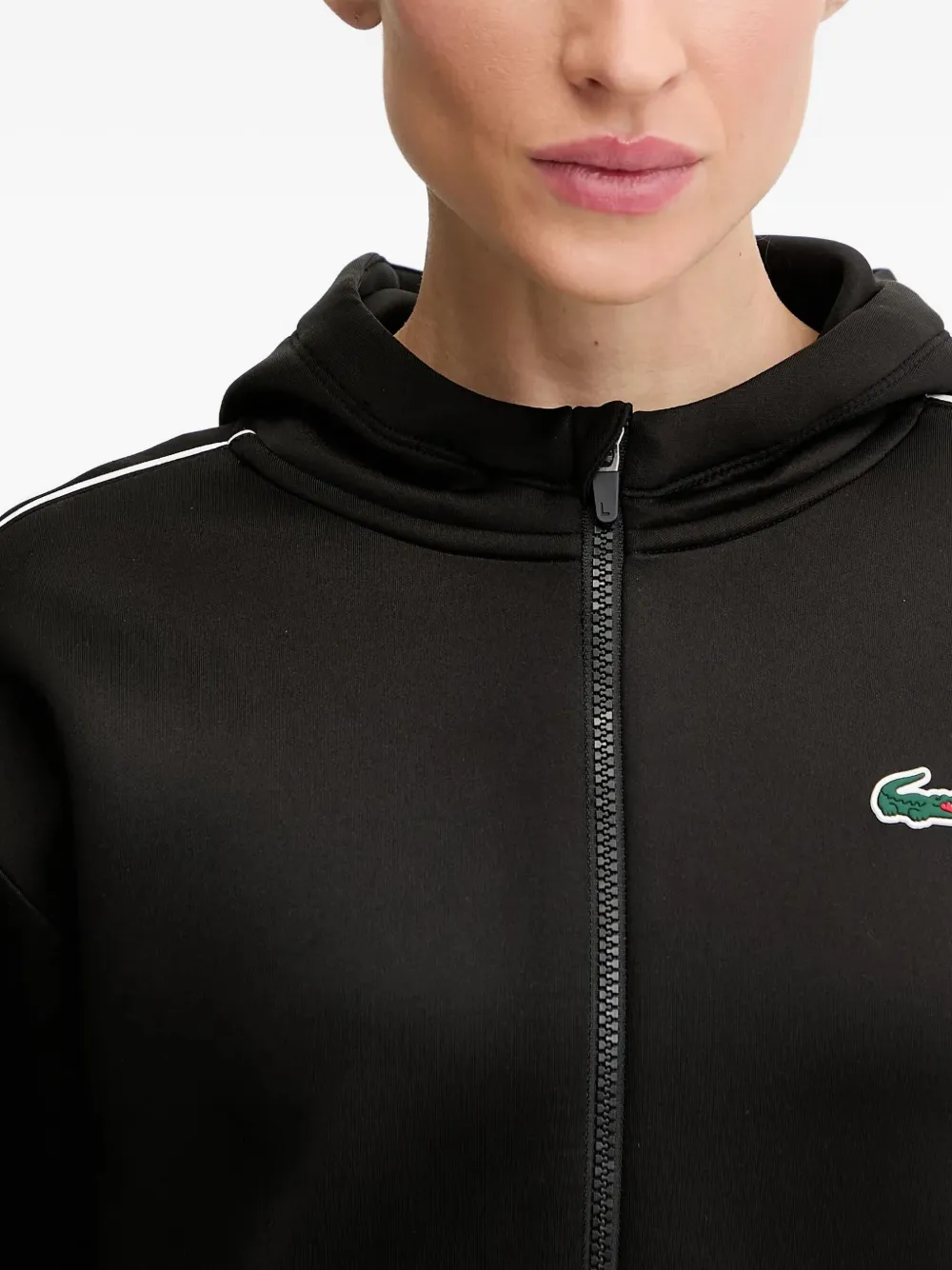 Lacoste Stripe Zip Jacket In Black