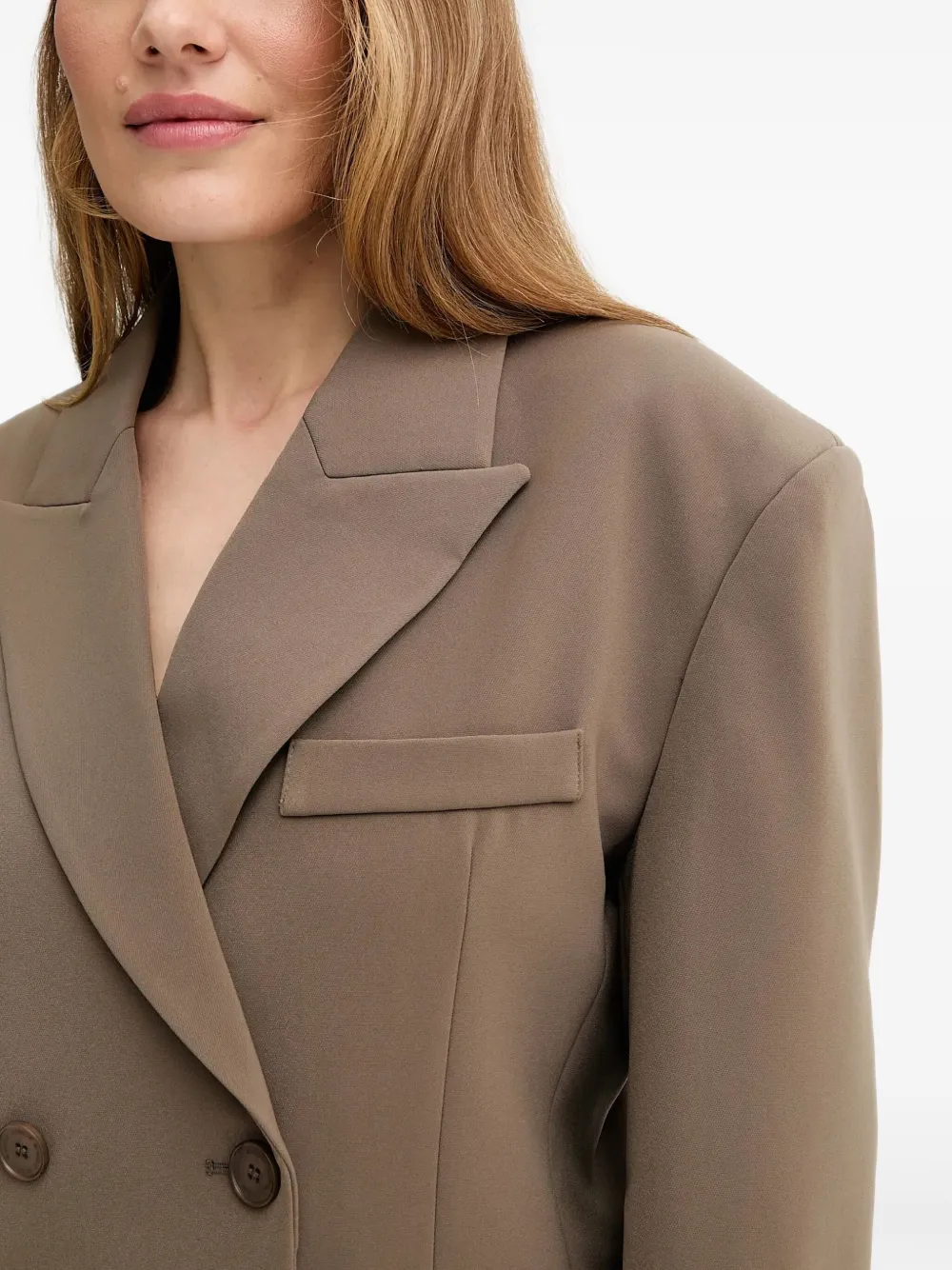 Isabelle Blanche Blazer met dubbele rij knopen en zak Bruin