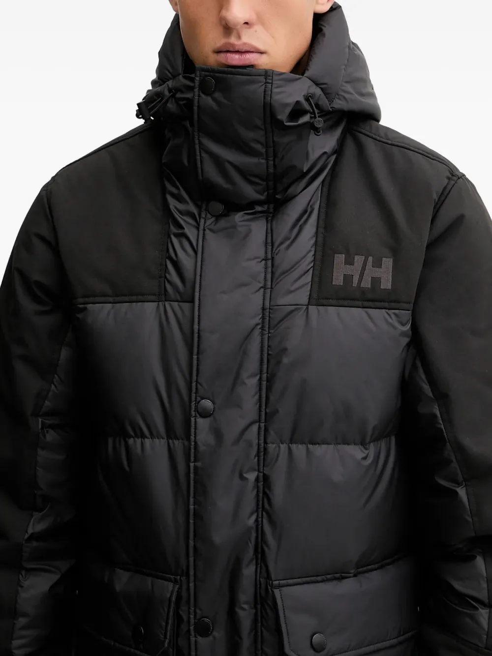 Helly Hansen Padded Hooded Coat In Black