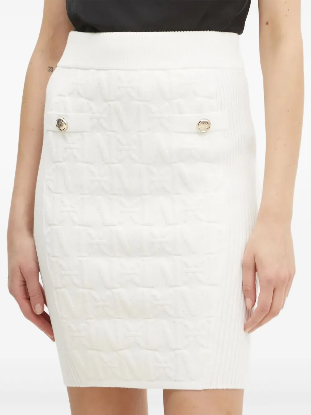 Marciano embossed button mini skirt | White | Image 1