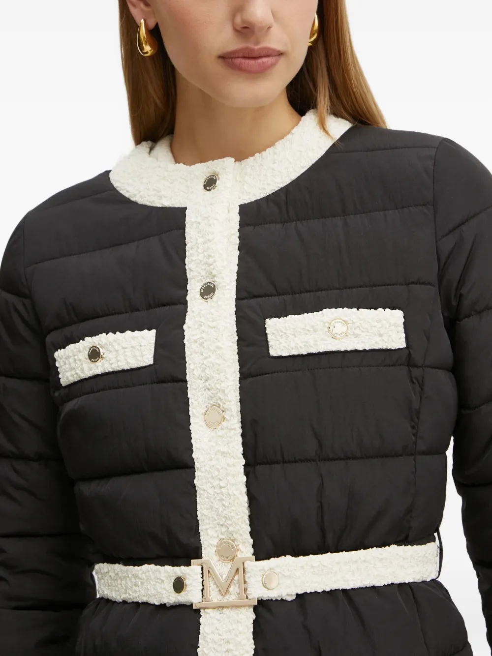 Marciano Belted-padded Coat In Black