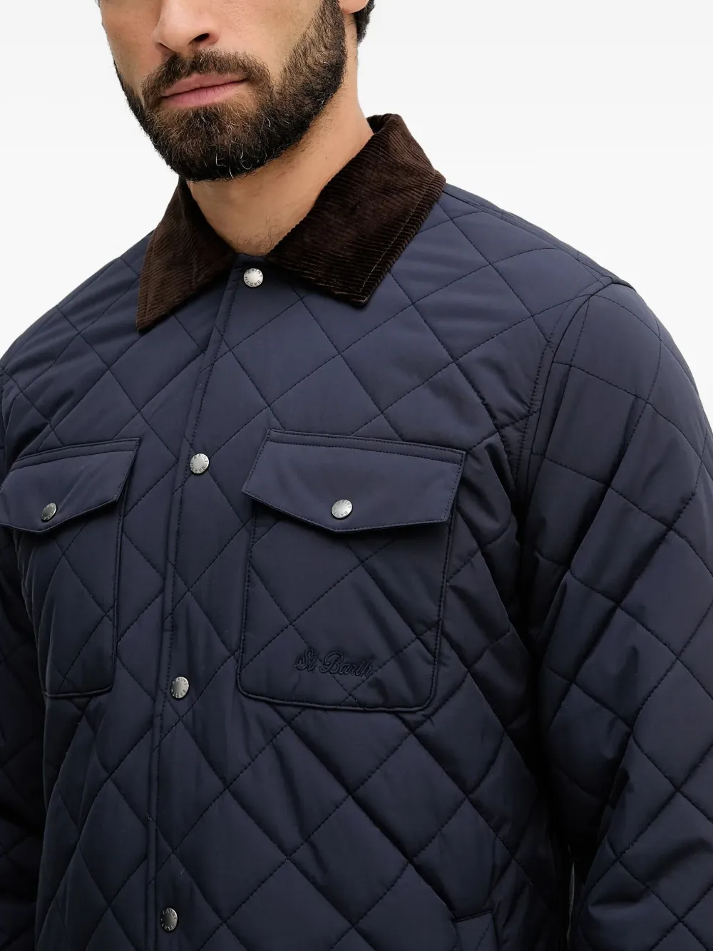 MC2 Saint Barth Gewatteerd jack met ribfluwelen kraag Blauw