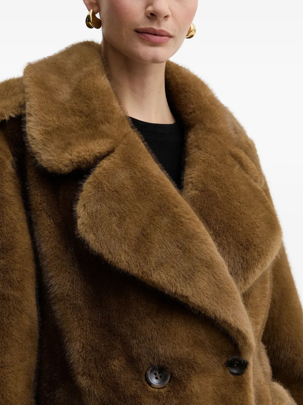 Luisa Spagnoli Double-breasted Pocket Coat In Brown