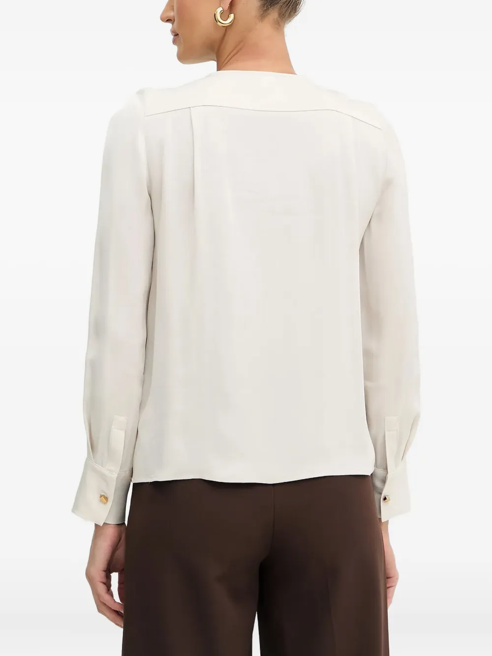 Marciano Keyhole Pleated Blouse In Brown