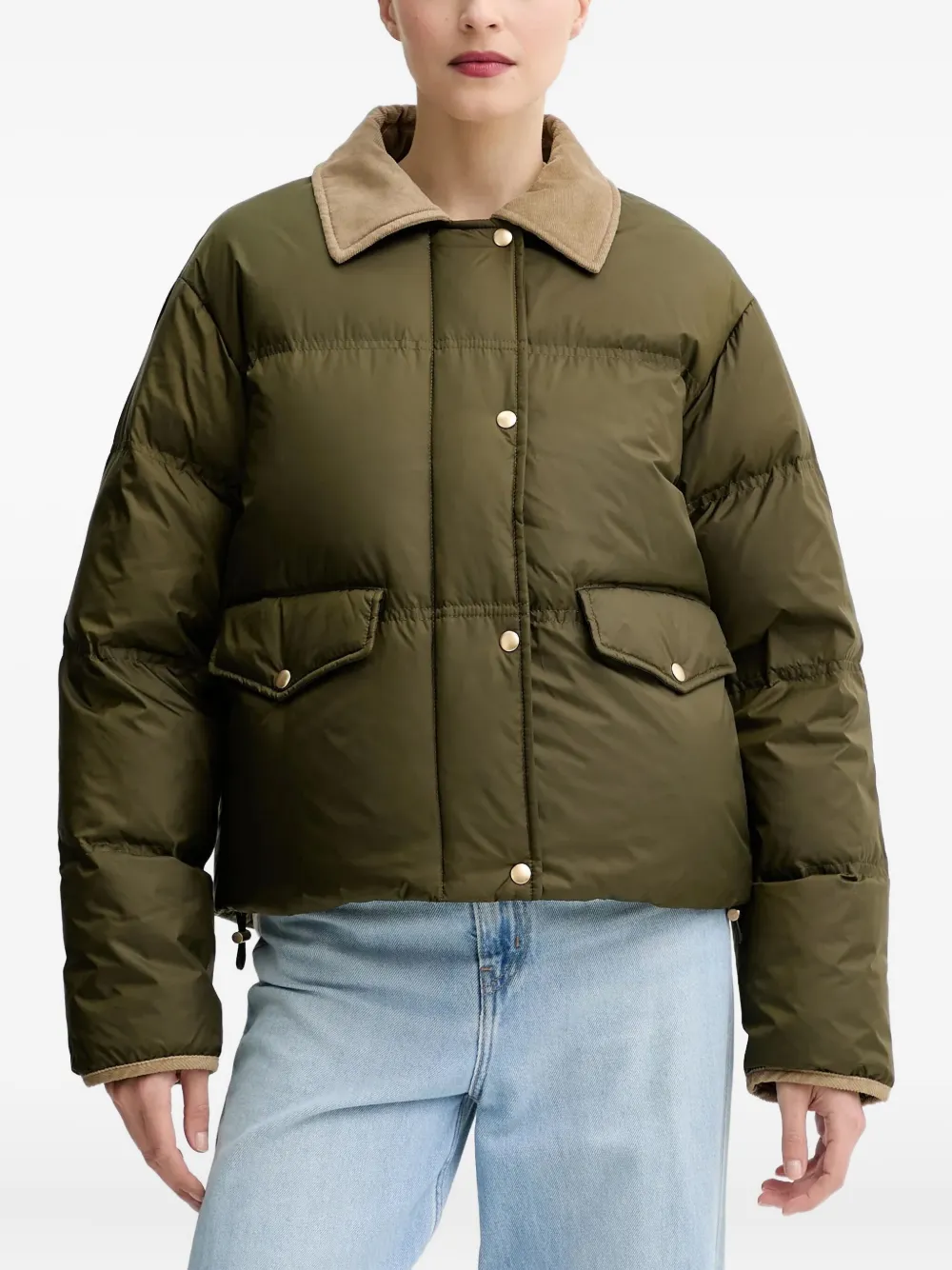 Marc O'Polo Jack met ribfluwelen kraag Groen