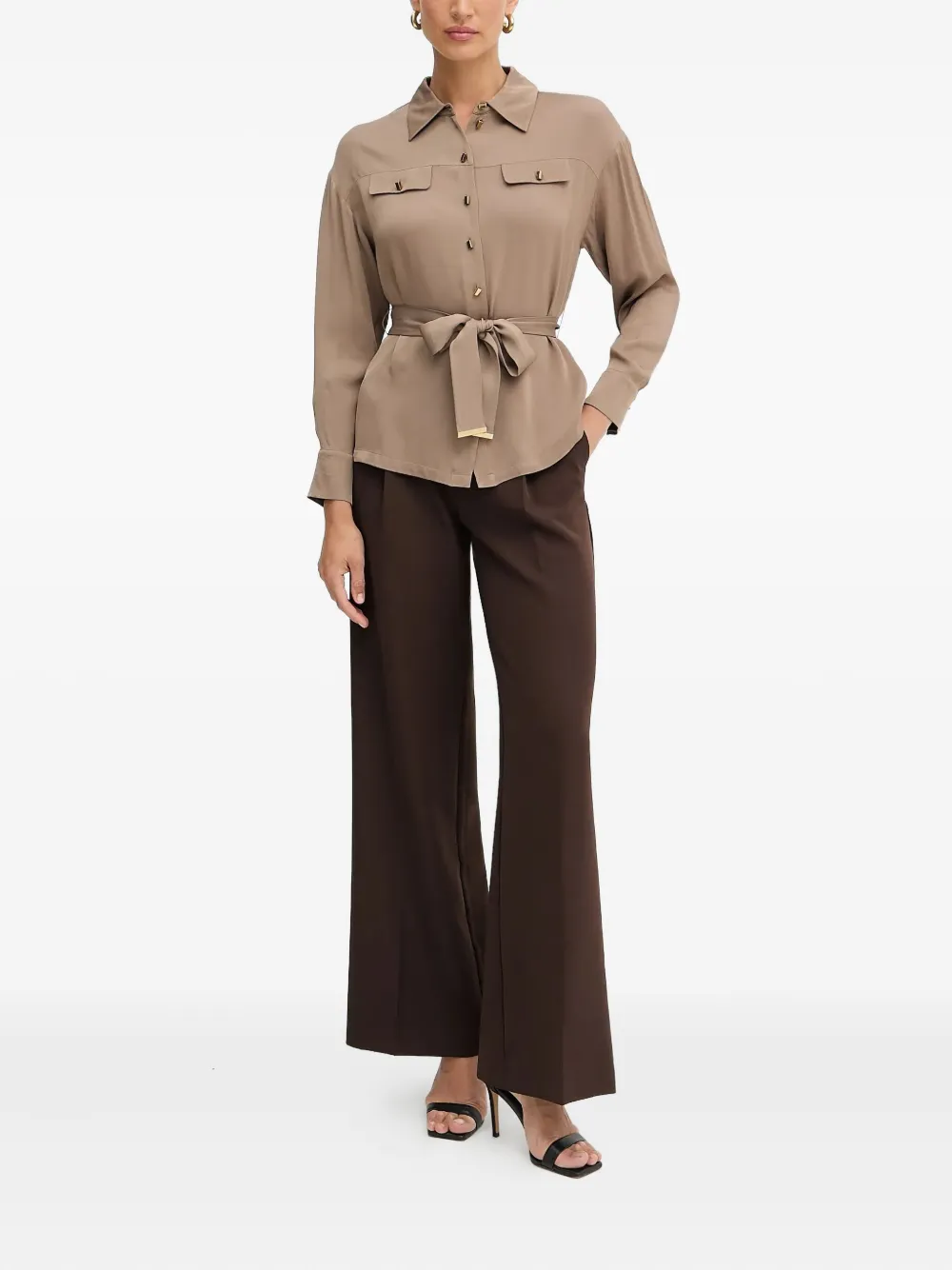 Marciano pocket-belted shirt - Beige