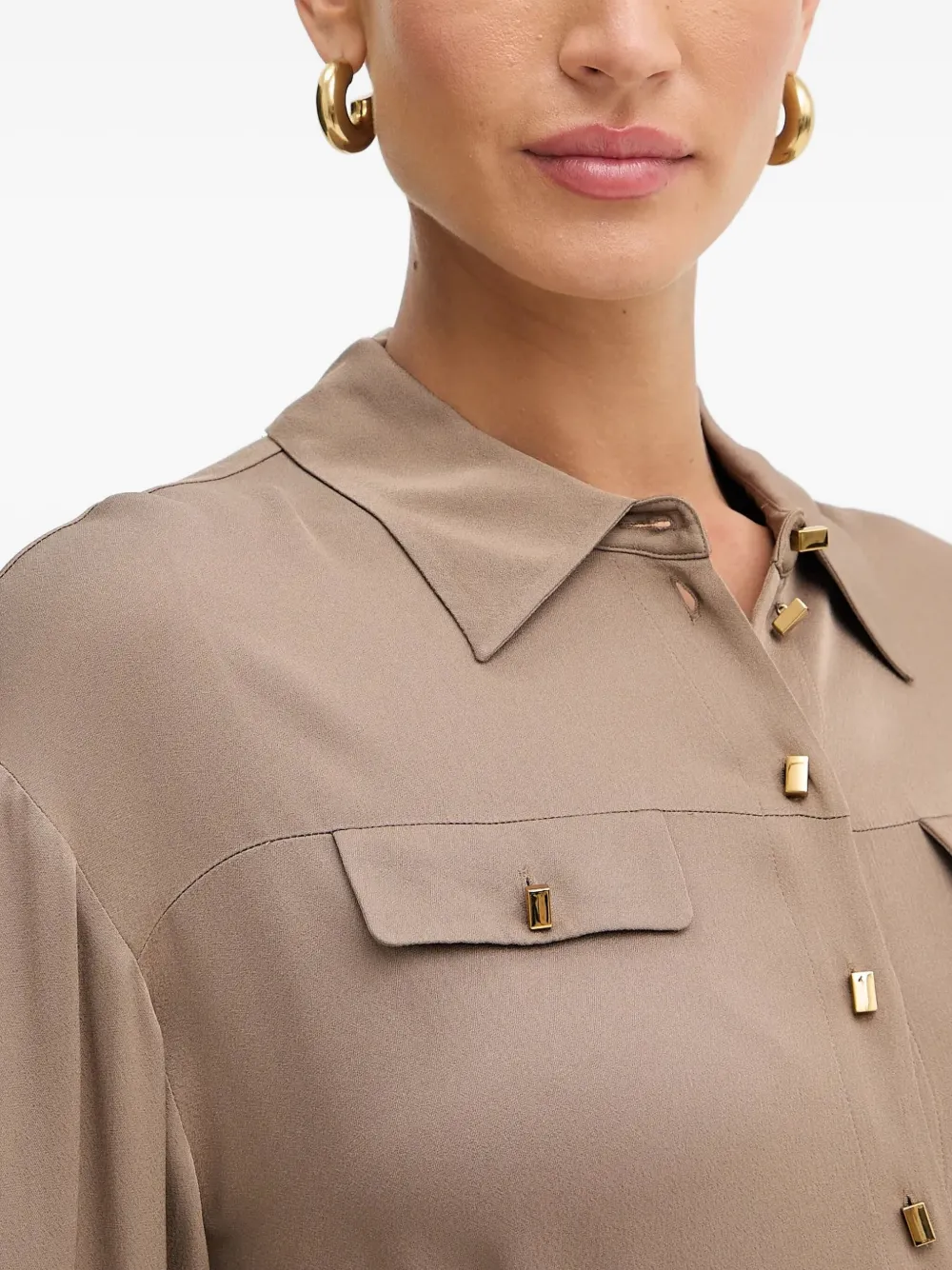 Marciano Pocket-belted Shirt In Brown
