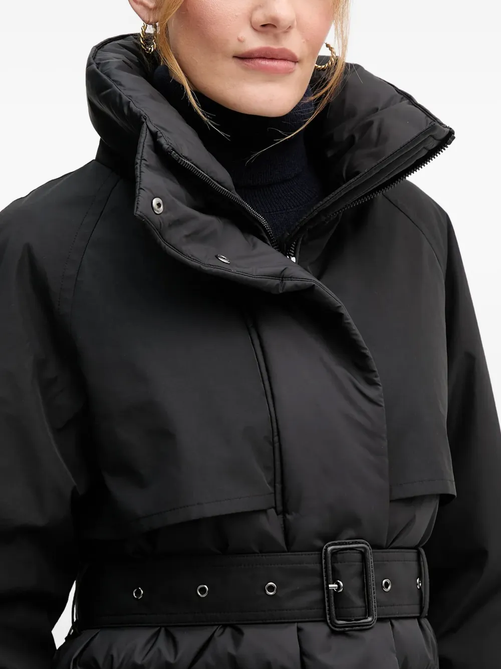 Joop Belted Padded Coat In Black