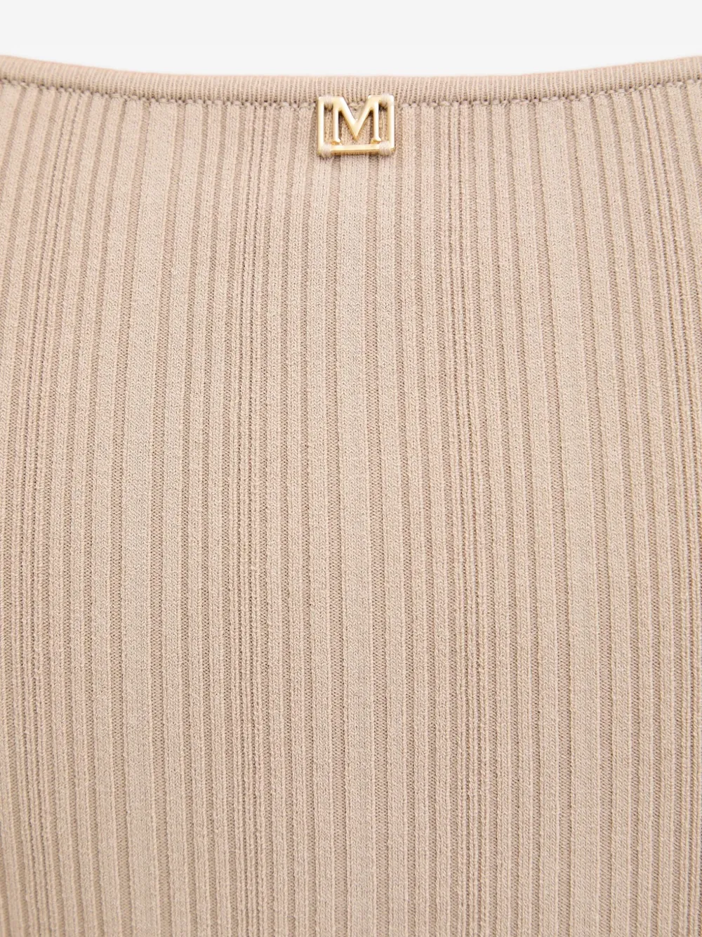 Marciano Ribbed Button-detail T-shirt In Neutral