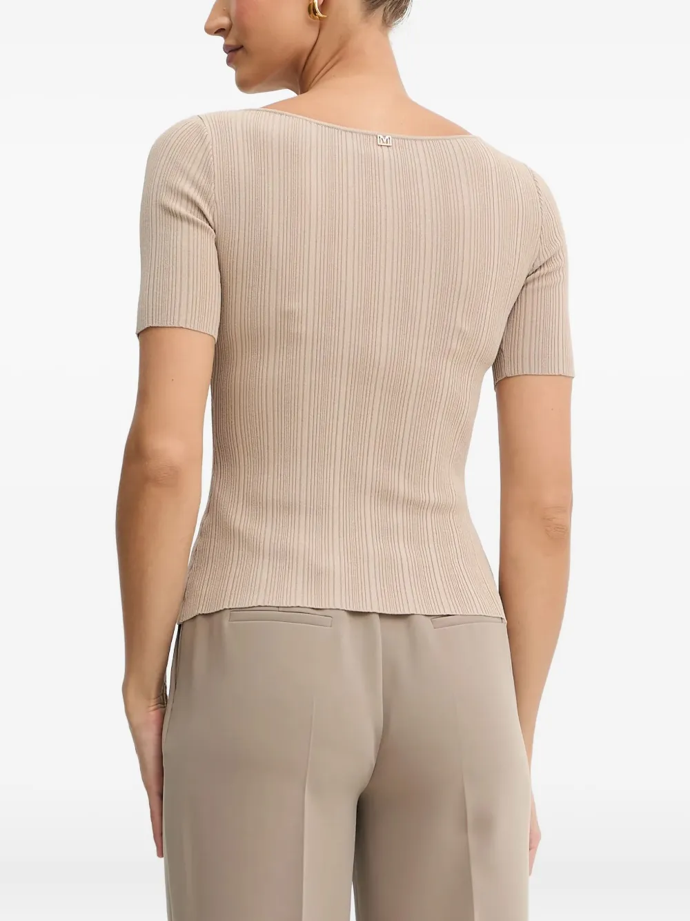 Marciano Ribbed Button-detail T-shirt In Neutral