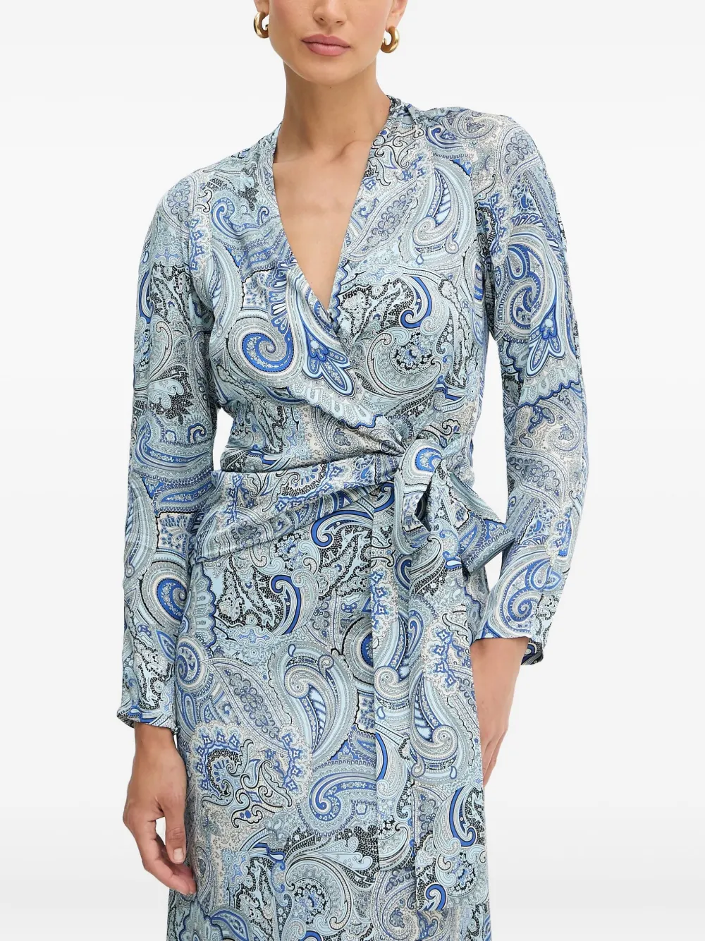 Marciano Paisley Tie Blouse In Blue