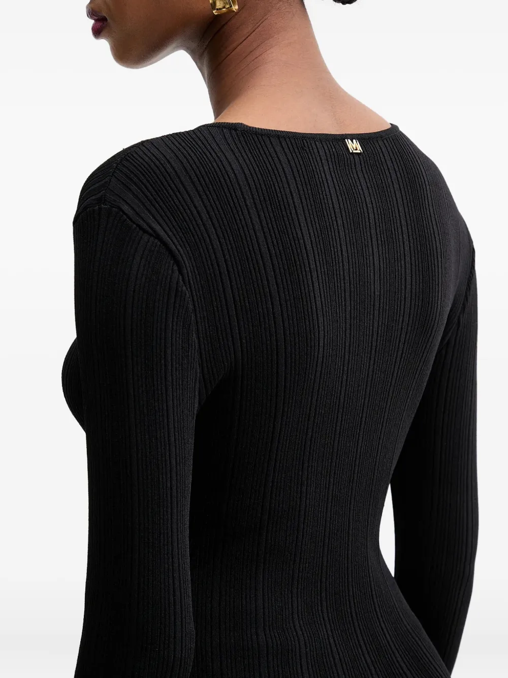 Marciano Keyhole Cut-out Ribbed Top In Black