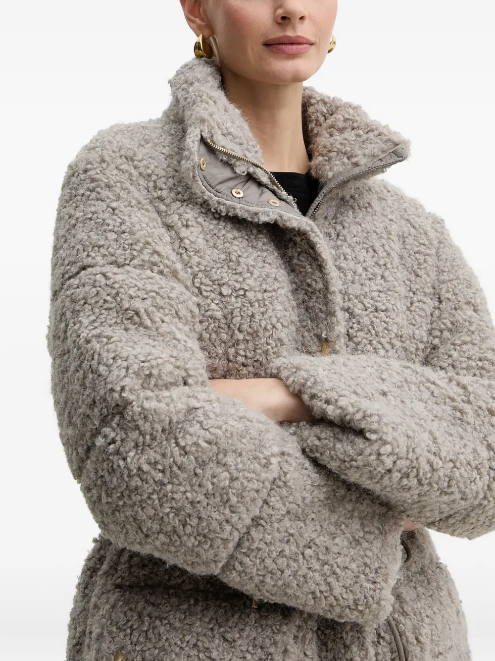 Luisa Spagnoli Drawstring Pocket Coat In Gray