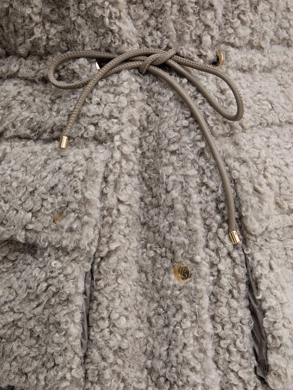 Luisa Spagnoli Drawstring Pocket Coat In Gray