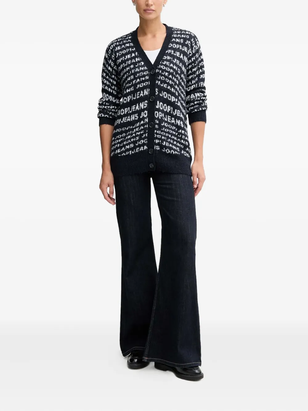 Joop Buttoned-patterned Cardigan In Blue