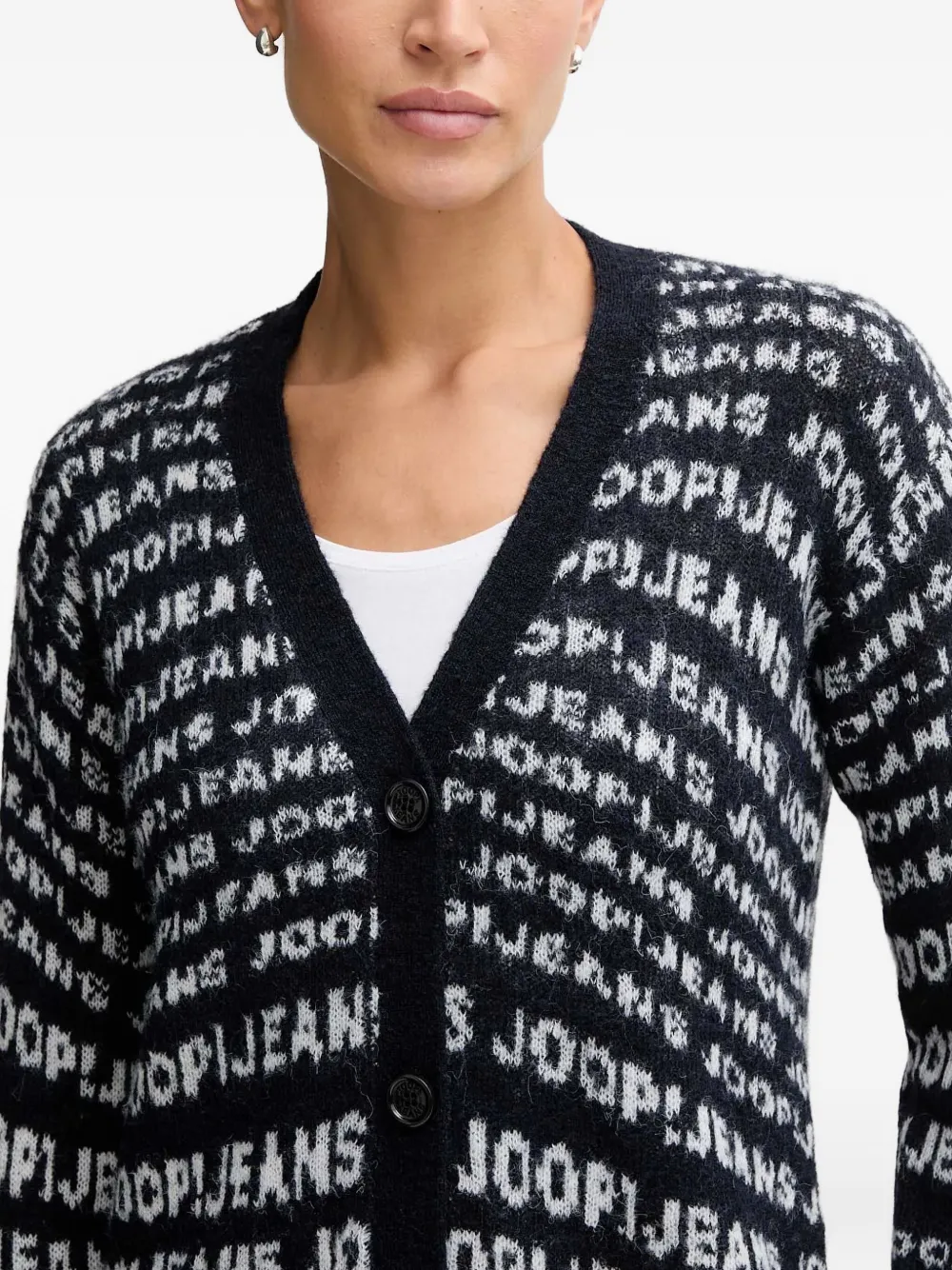 Joop Buttoned-patterned Cardigan In Blue
