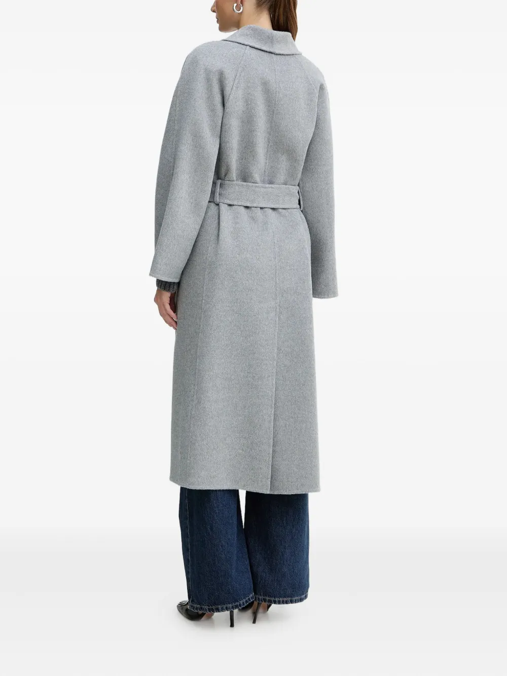Luisa Spagnoli Belted Pocket Coat In Gray