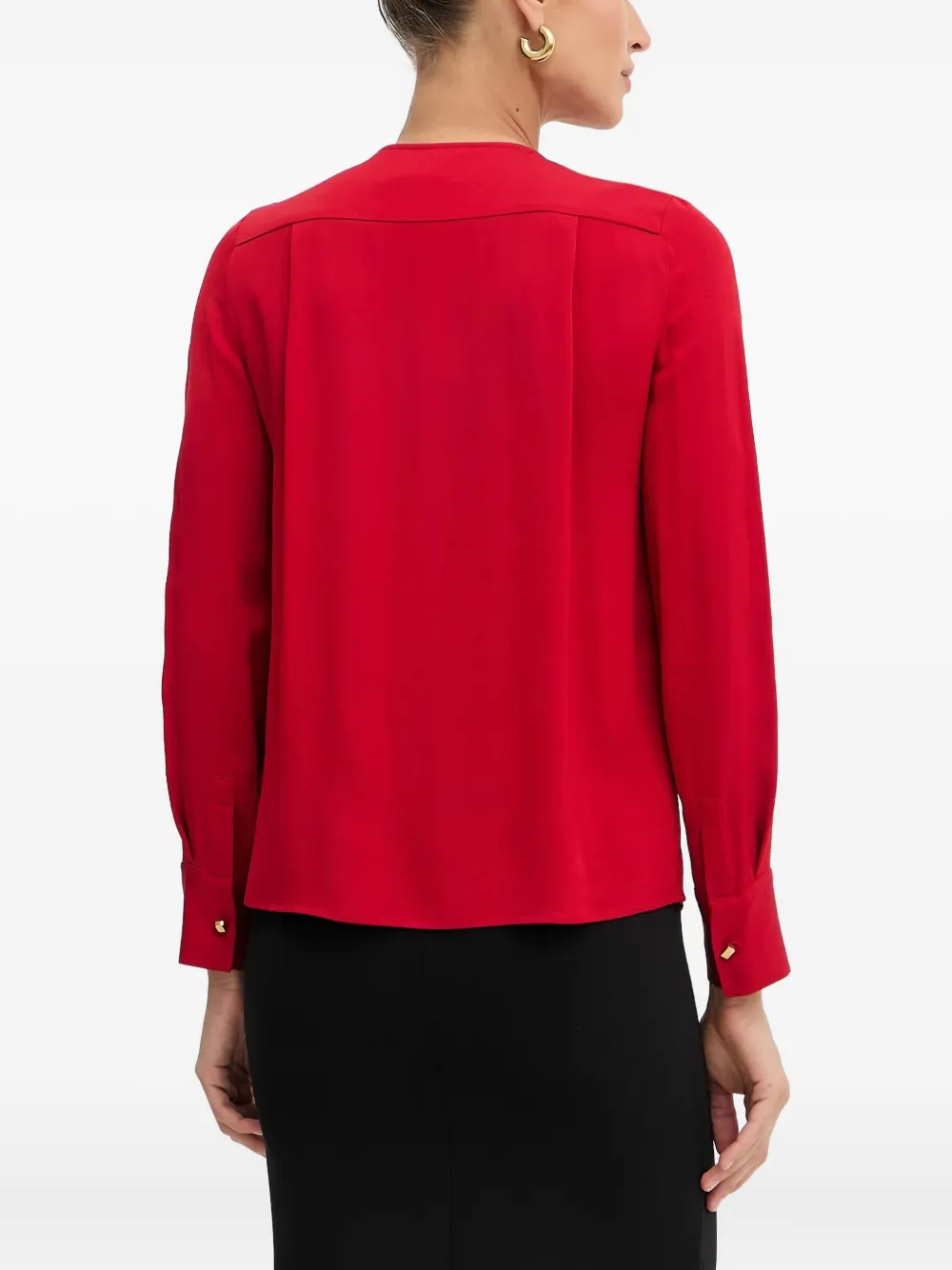 Marciano Pleated Keyhole Cut-out Blouse In Red