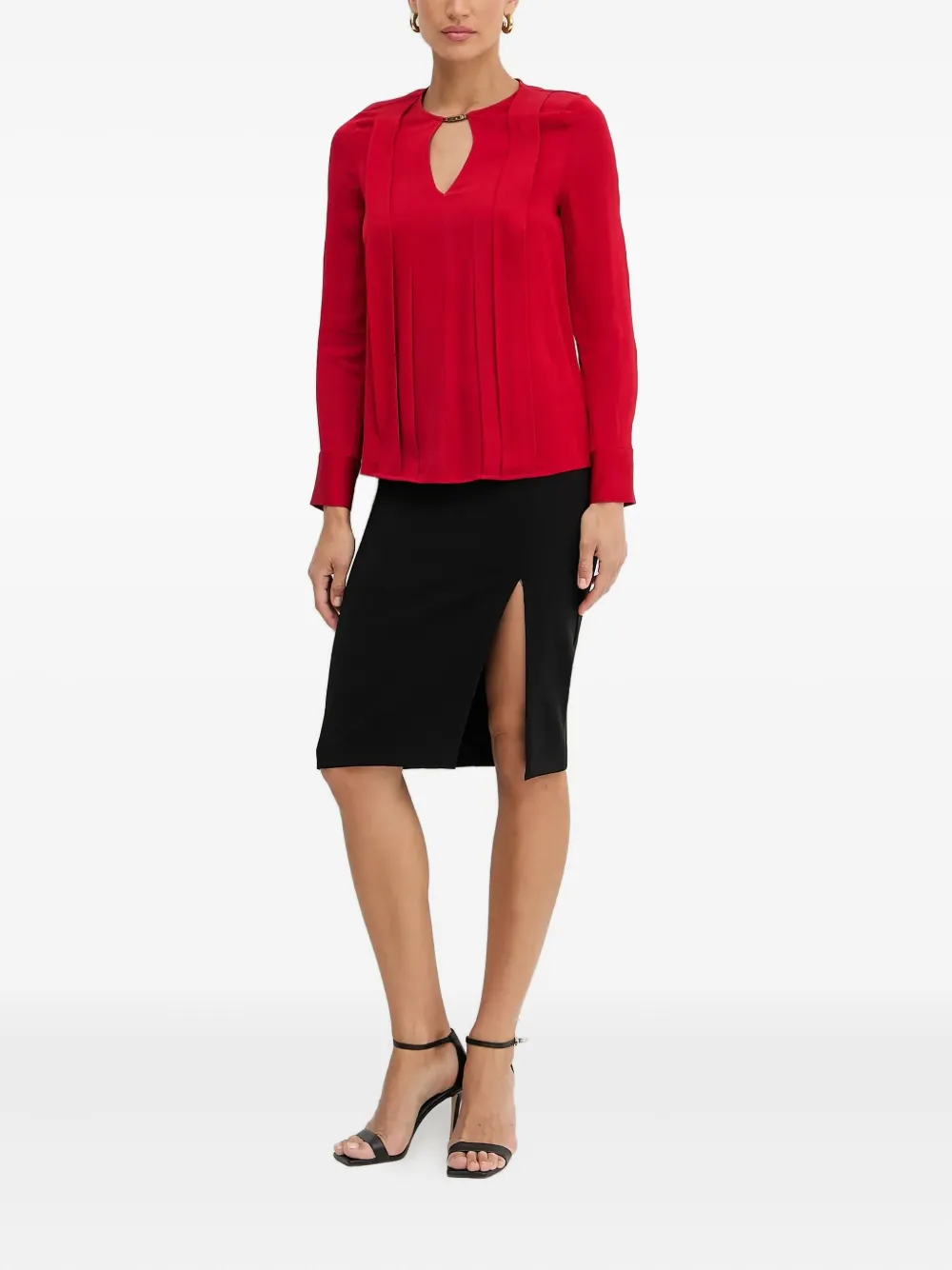 Marciano Pleated Keyhole cut-out blouse - Rood